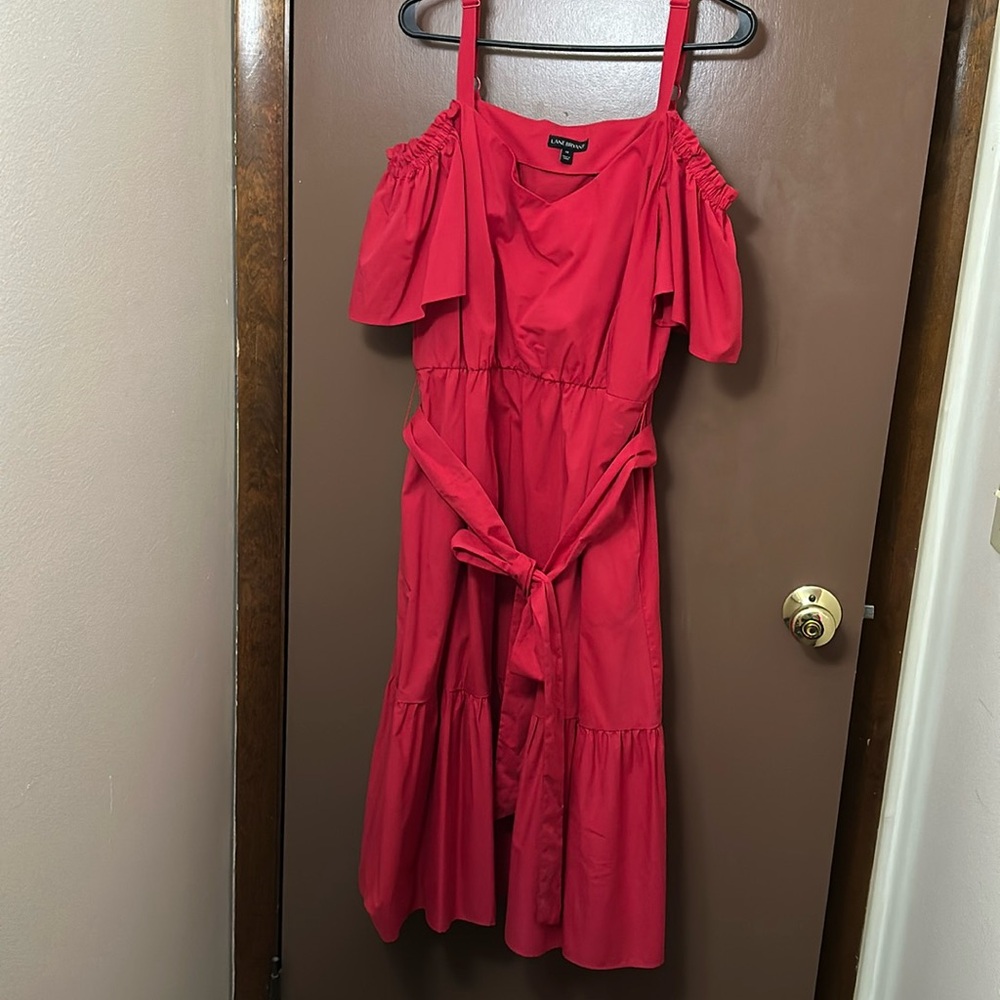 Lane Bryant midi off the shoulder dress.